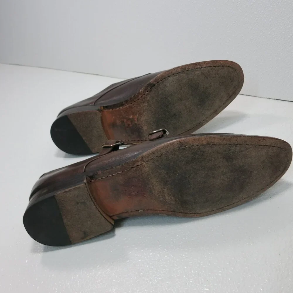 3D M Lifestyles 8 Monk Strap Oil Tanned Leather Oxfords Shoes Mens sz US 9